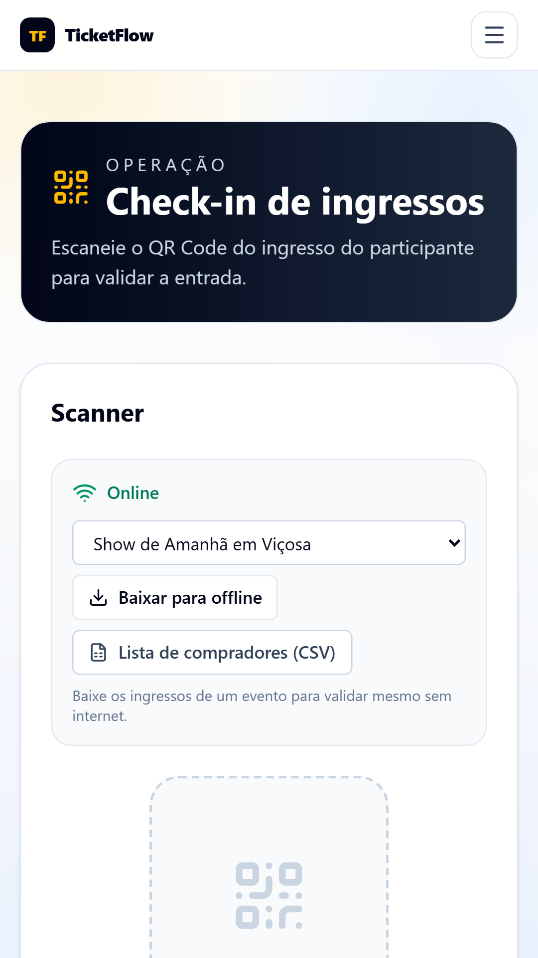 Check-in no celular